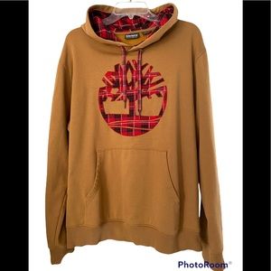 TIMBERLAND Men's Wheat Hoodie with Red Plaid Tree and Hood Lining UNIQUE XXL